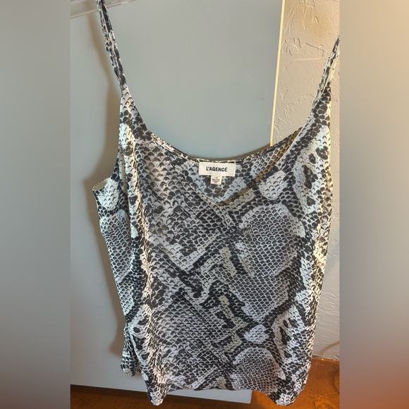 L’Agence Gabriella V Neck Silk Cami in Snake Print - Picture 9 of 11